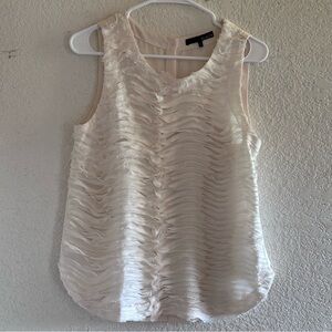 Ro & De Cream Sleeveless Blouse Medium Ruched Slits Vanilla Girl Balletcore